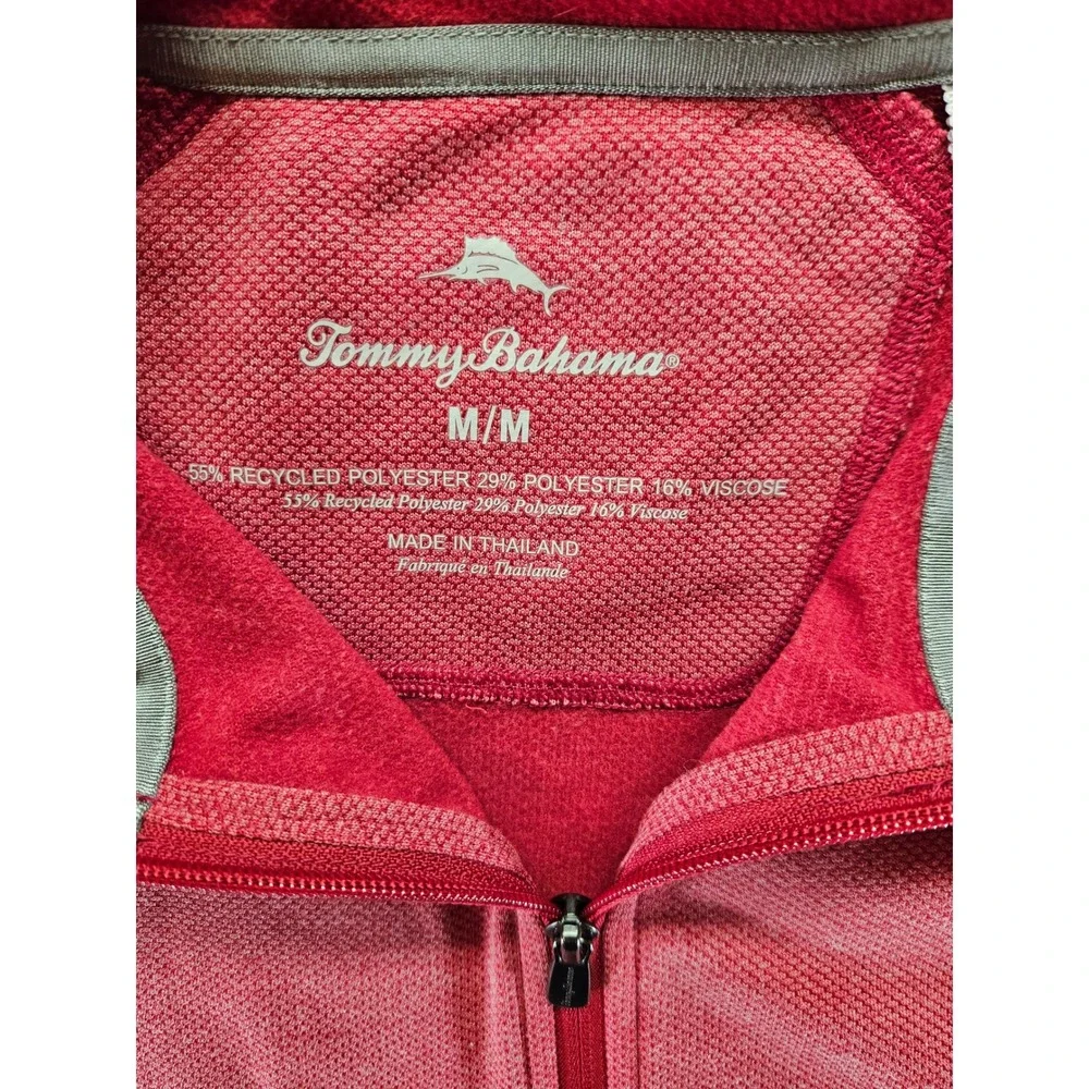 Tommy Bahama Mens Red Marl Quarter Zip Pullover Textured Sweatshirt (Sku 143)